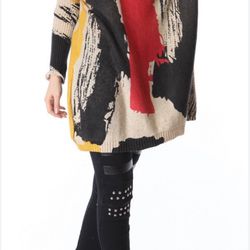 ellazhu Women Baggy Doodles Print Knit Pullover Dress OneSize 