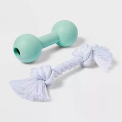 Boots & Barkley 2pc Bundle- Puppy Occupy Rubber & Rope Dog Toy Set