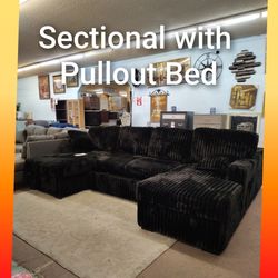 💥 Black Corduroy Sectional