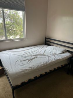 Queen Bed with Bed Frame and Mattress Cover