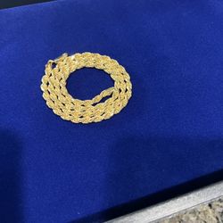5MM 22 inch 14k gold over 925 sterling silver rope chain made in Italy(41.4g)
