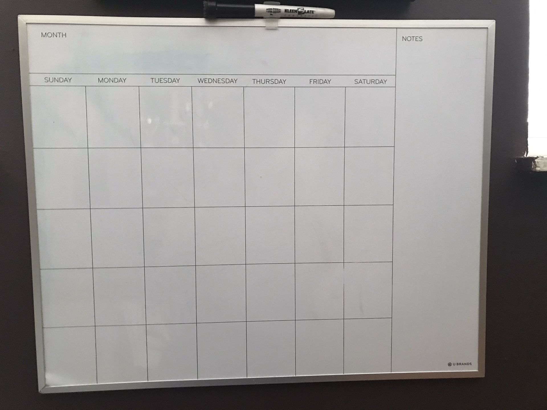 Whiteboard Calendar With Marker