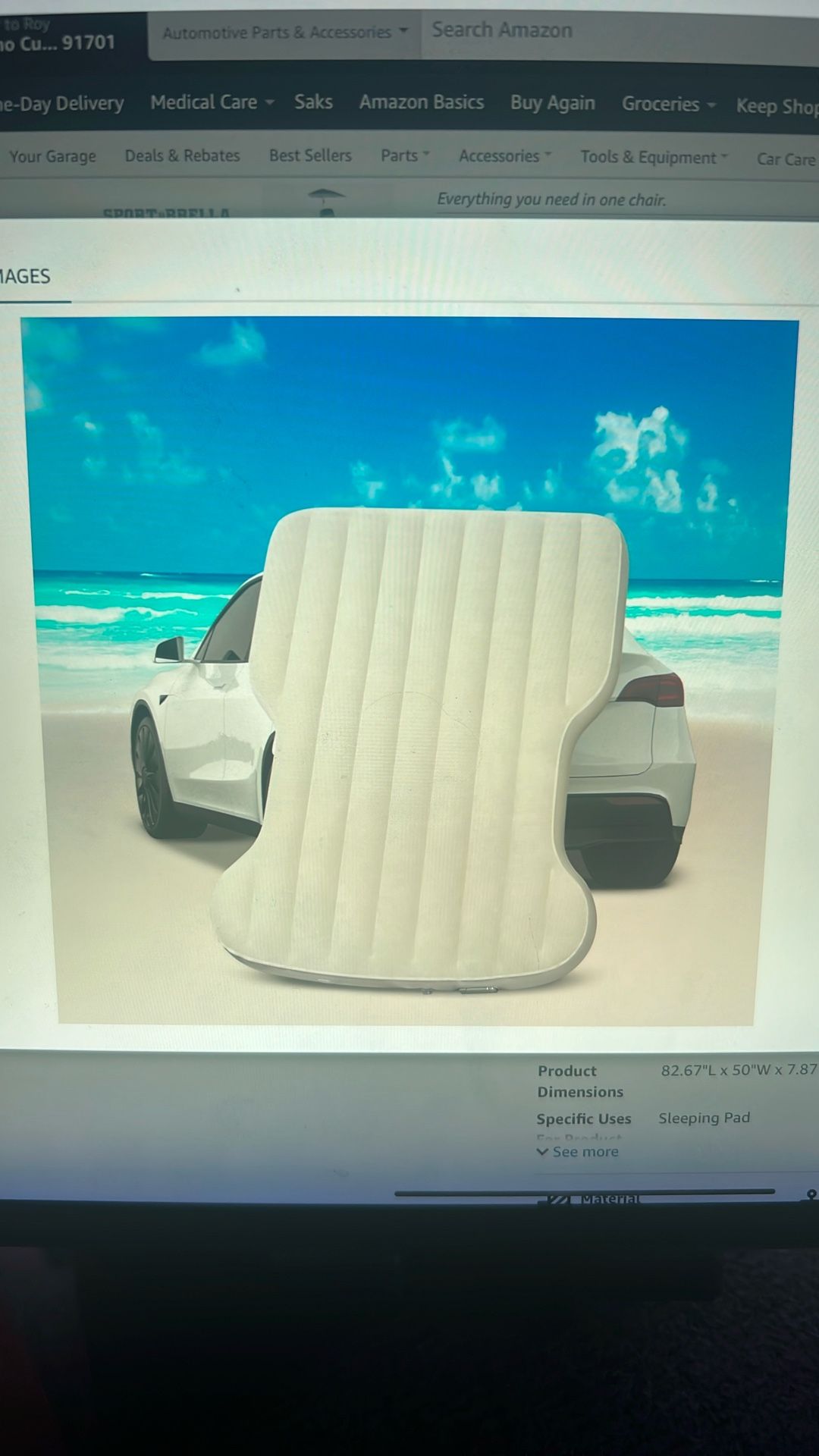 NEW Portable Camping Mattress. ForTesla Model Y. 2021 thru 2025. Self-Inflating Portable Camping Mattress. W/Cordless Air Pump & Bag