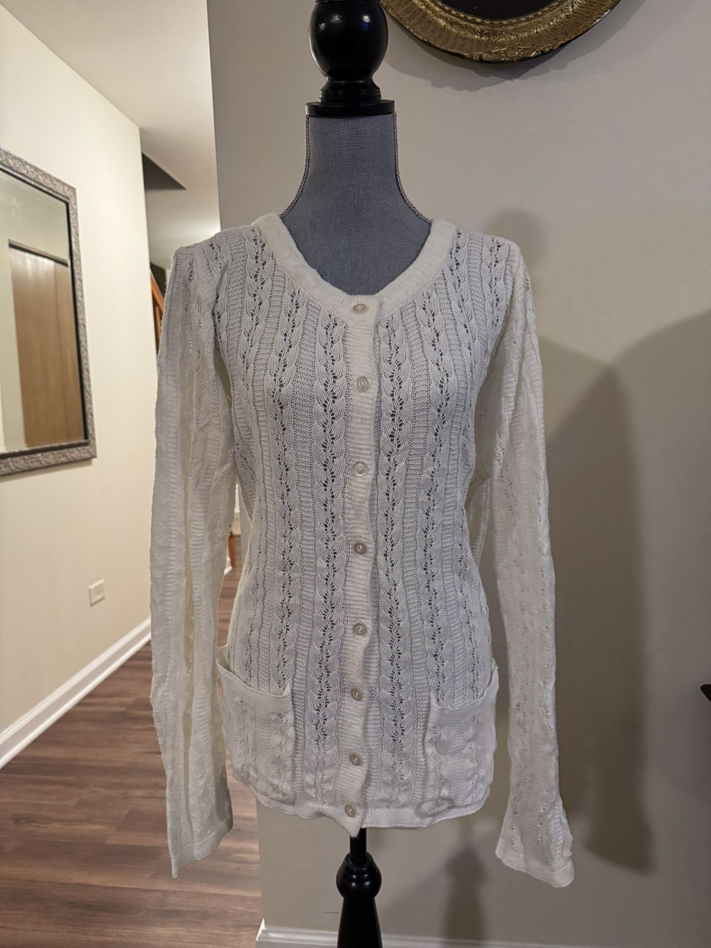 Ladies cardigan, white size XL