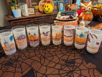 Vintage set of 8 Libbey California Missions frosted bar glasses vintage barware mid century highball glasses drinking glasses
