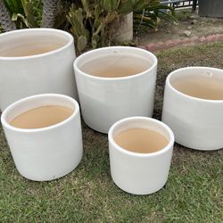Modern Ceramic Cylinder Pots-Garden Planters($270 set of 5)