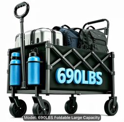 New! Black heavy duty all terrain wheels foldable cart