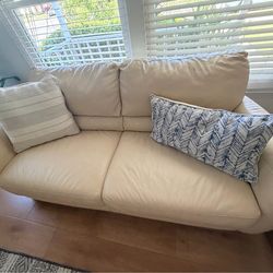 Beige leather sofa