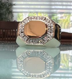 💎 14KT Yellow Gold 13.9g Men’s .90ct Diamond Dress Ring