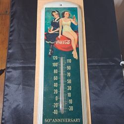 Vintage 50th Anniversary Coca-Cola Thermometer Sealed Package Great Gift!