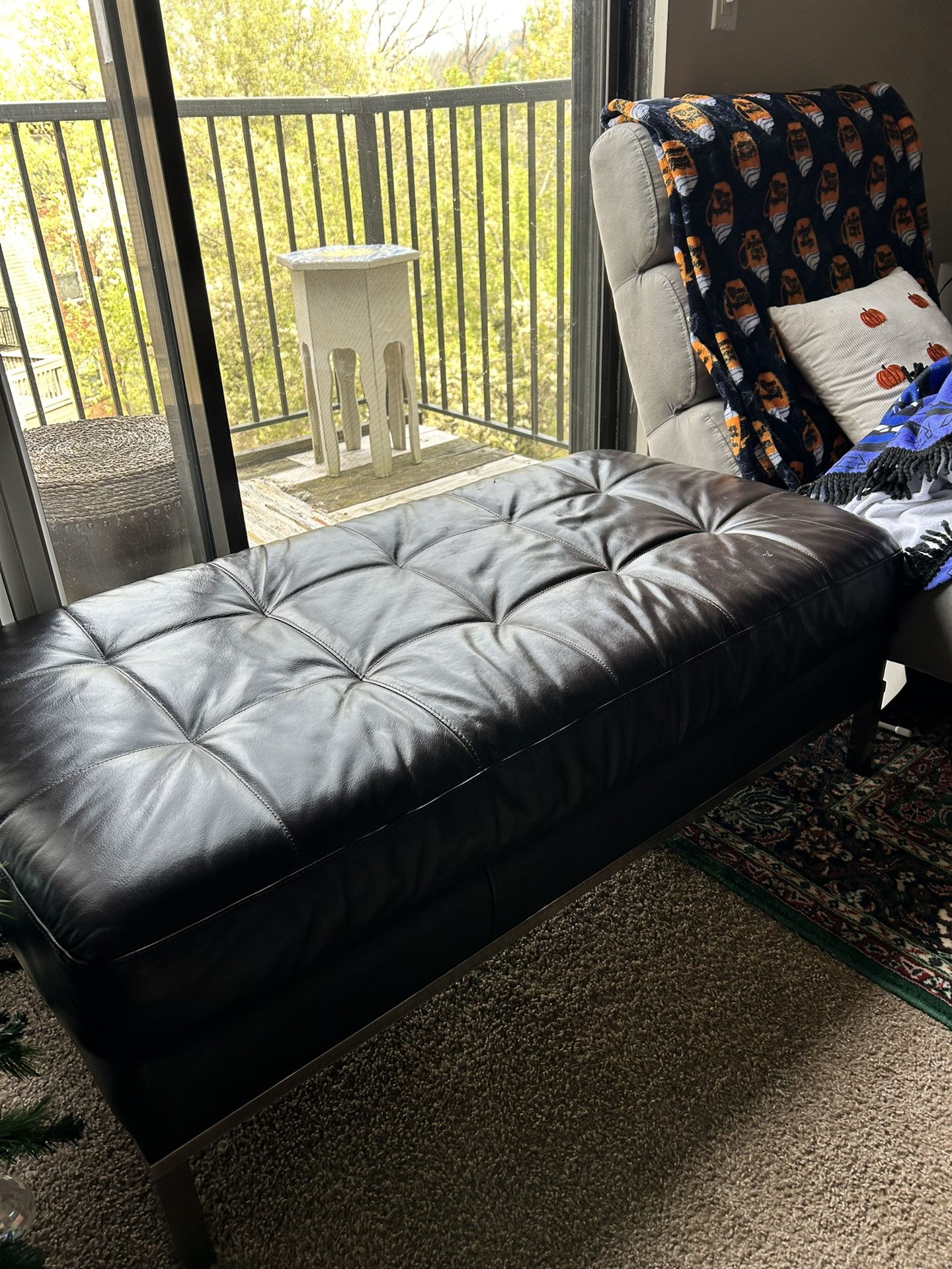 REAL LEATHER COUCH AND OTTOMAN 