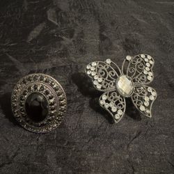 black and silver butterfly ring  #goth #fairycore #whimsygoth  2 elegant elastic rings  The price for each!!