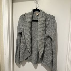 Mossimo Grey Crocheted Open Front Sweater 