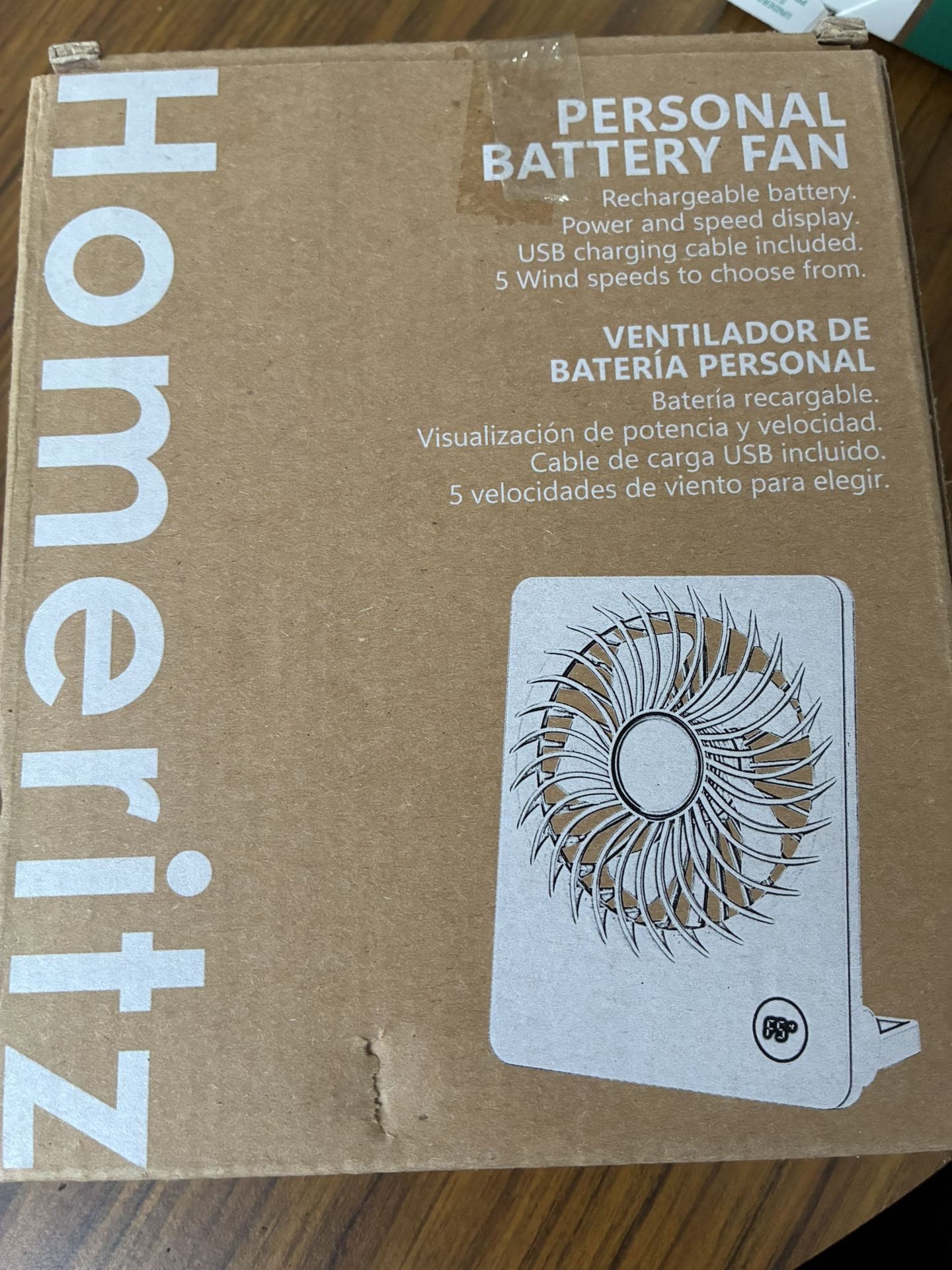 Homeritz Personal Battery Fan – Rechargeable Handheld USB Fan (Brand New)