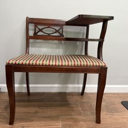 Antique Telephone Gossip Bench / Chair with Table
