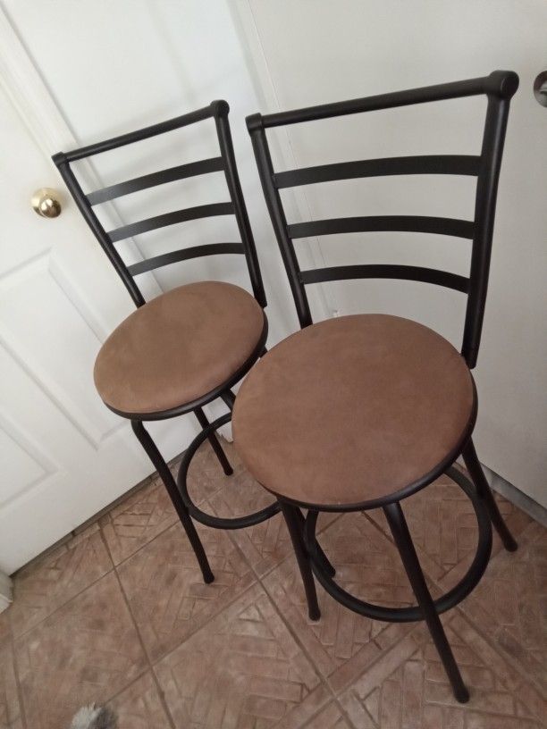 2 Swìvel Bar Stools Tan Microfiber Seat Barstool Chair