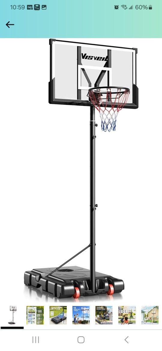 Basketball Hoop,Portable Basketball Hoop System for Outdoor, Adjustable Height 5.7-10ft 45in Backboard Basketball Goal for Kids Teen and Adult

