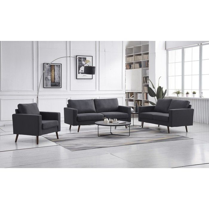 Brand New Grey Retro Style 3pc Sofa Set 