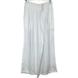 Faithfull The Brand White Linen High Waisted  Pants Size S