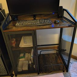 Brown/Black Computer Printer Stand 