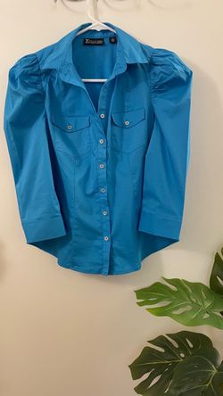 7th Ave New York & Company Turquoise Dress Shirt in size XS