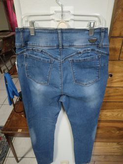 Bamboo Blue Jeans W Hight Waist 3 Button Levantapompi   Skinny Fit Medium Size