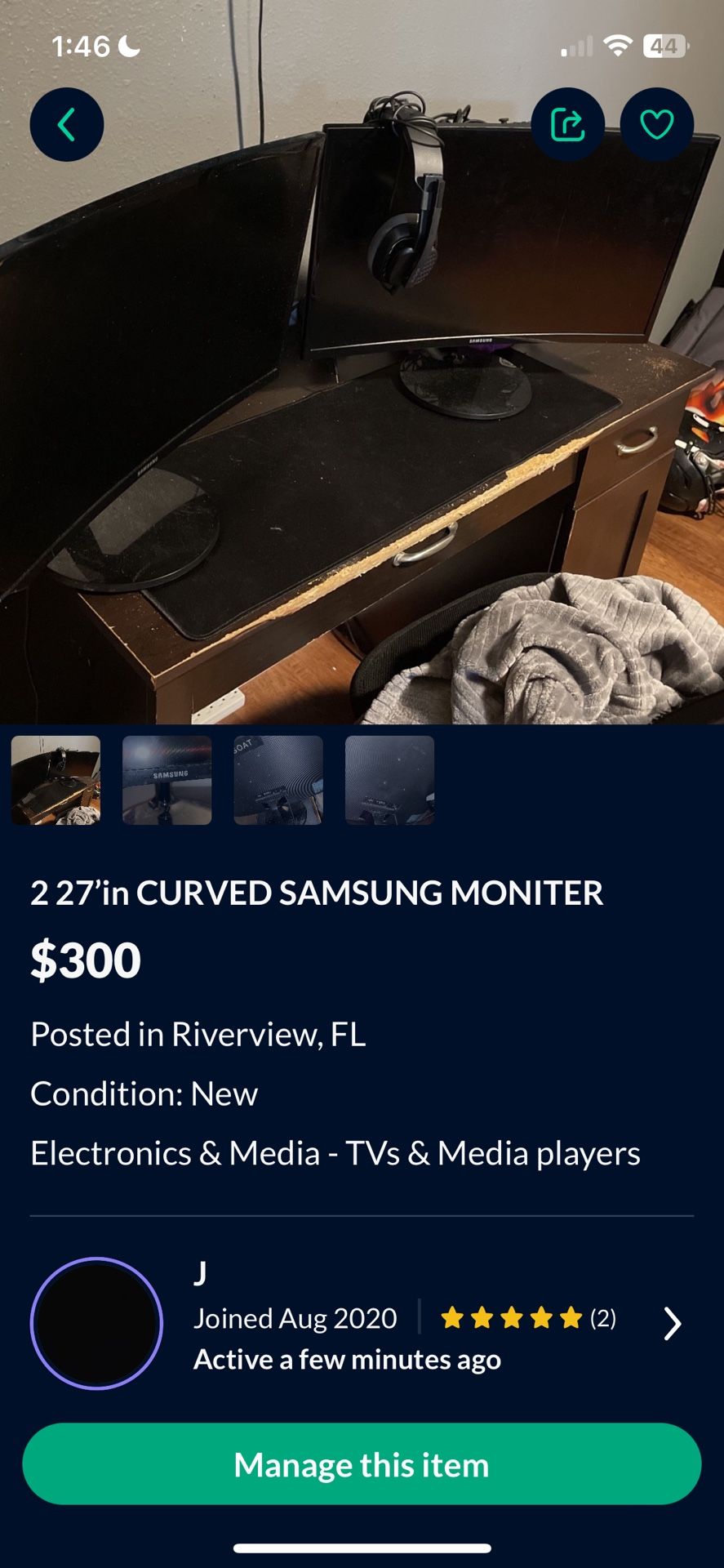 2 27’ curved samsung monitors