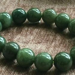 Burmese icy type A jadeite jade lucky bracelet 13mm.