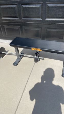 Workout bench and curl bar