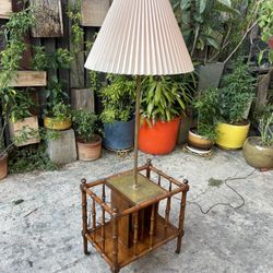 Vintage Mid Century Frederick Cooper Faux Bamboo and Brass Floor Lamp 