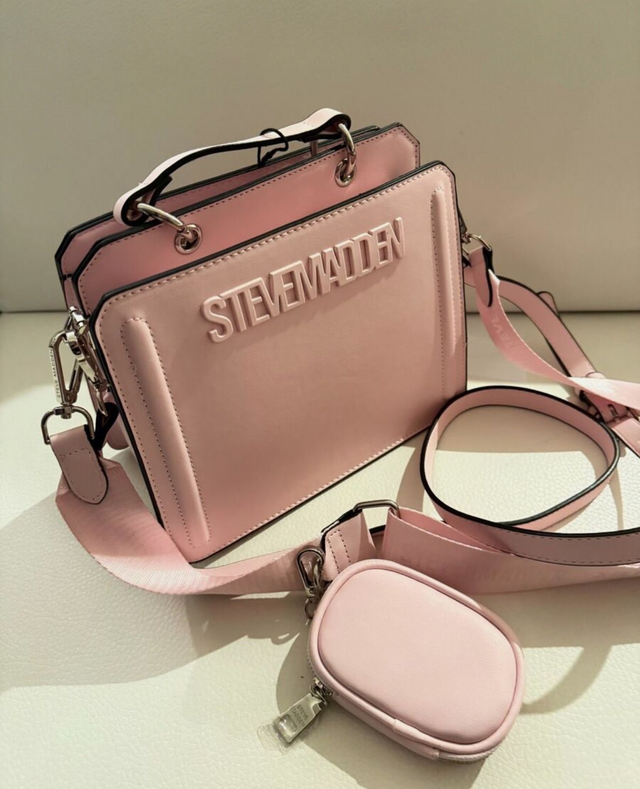 Steve Madden Bevelyn Convertible Crossbody Bag -LIGHT PINK-FAMOUS TIK TOK BAGS