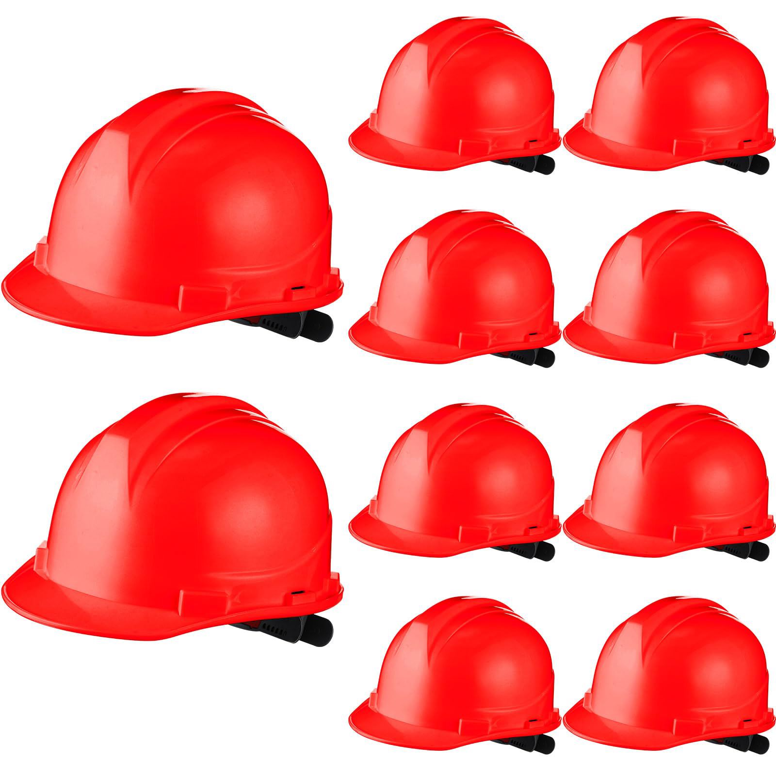 Leumoi 9 Pcs Suspension Hard Hat, Construction Hard Hat for Safety, Ratchet Cap Style with Self Adjusting Crown Straps for Man Woman