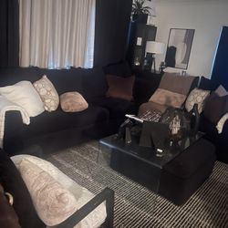 Black L Shape Sectional 