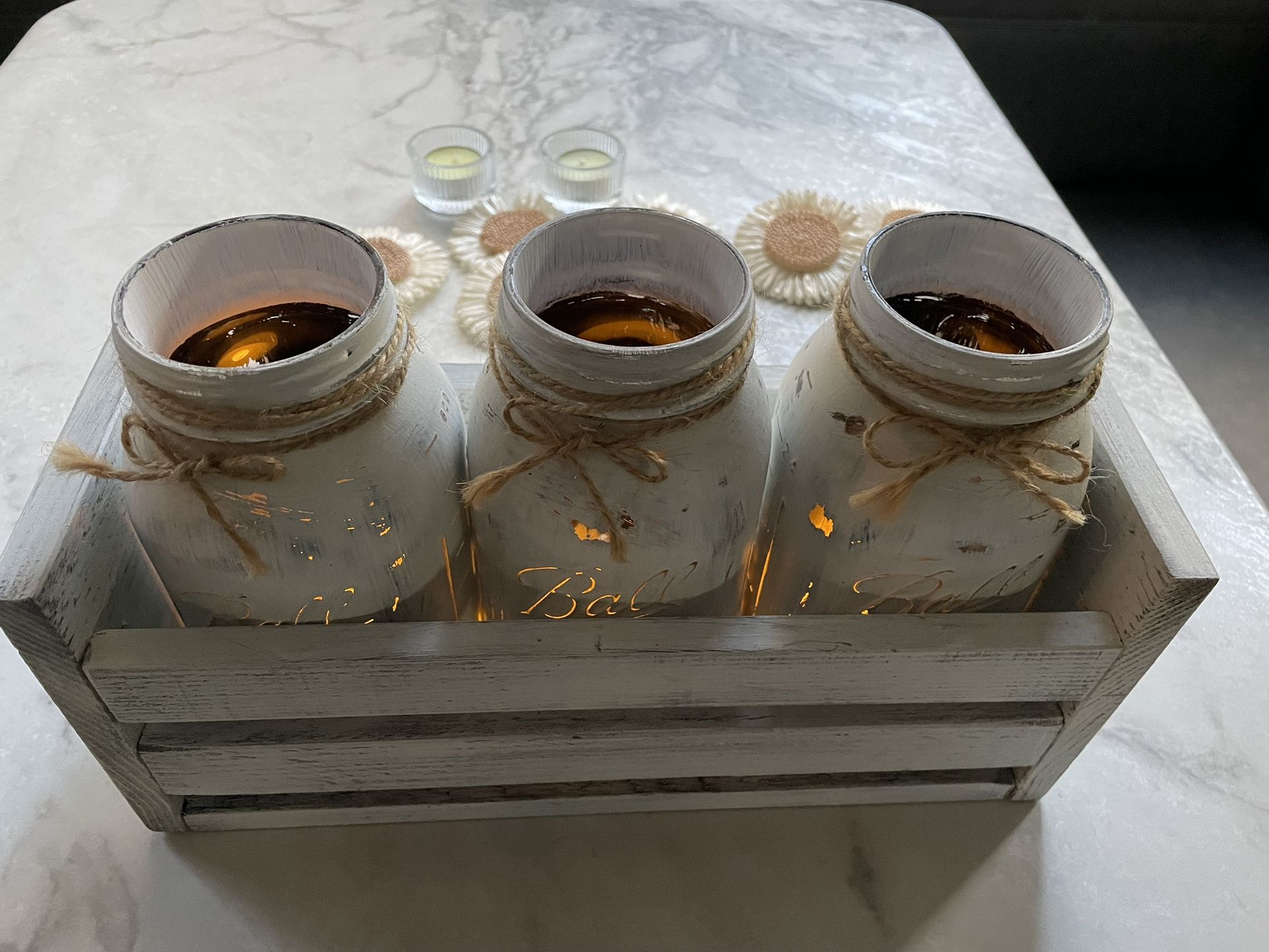 White mason jar decoration