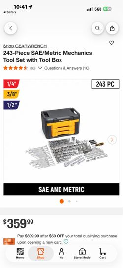 243-Piece SAE/Metric Mechanics Tool Set with Tool Box
