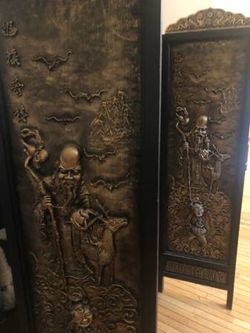 6 FT TALL ASIAN CARVED WOODEN DIVIDERS/OBO