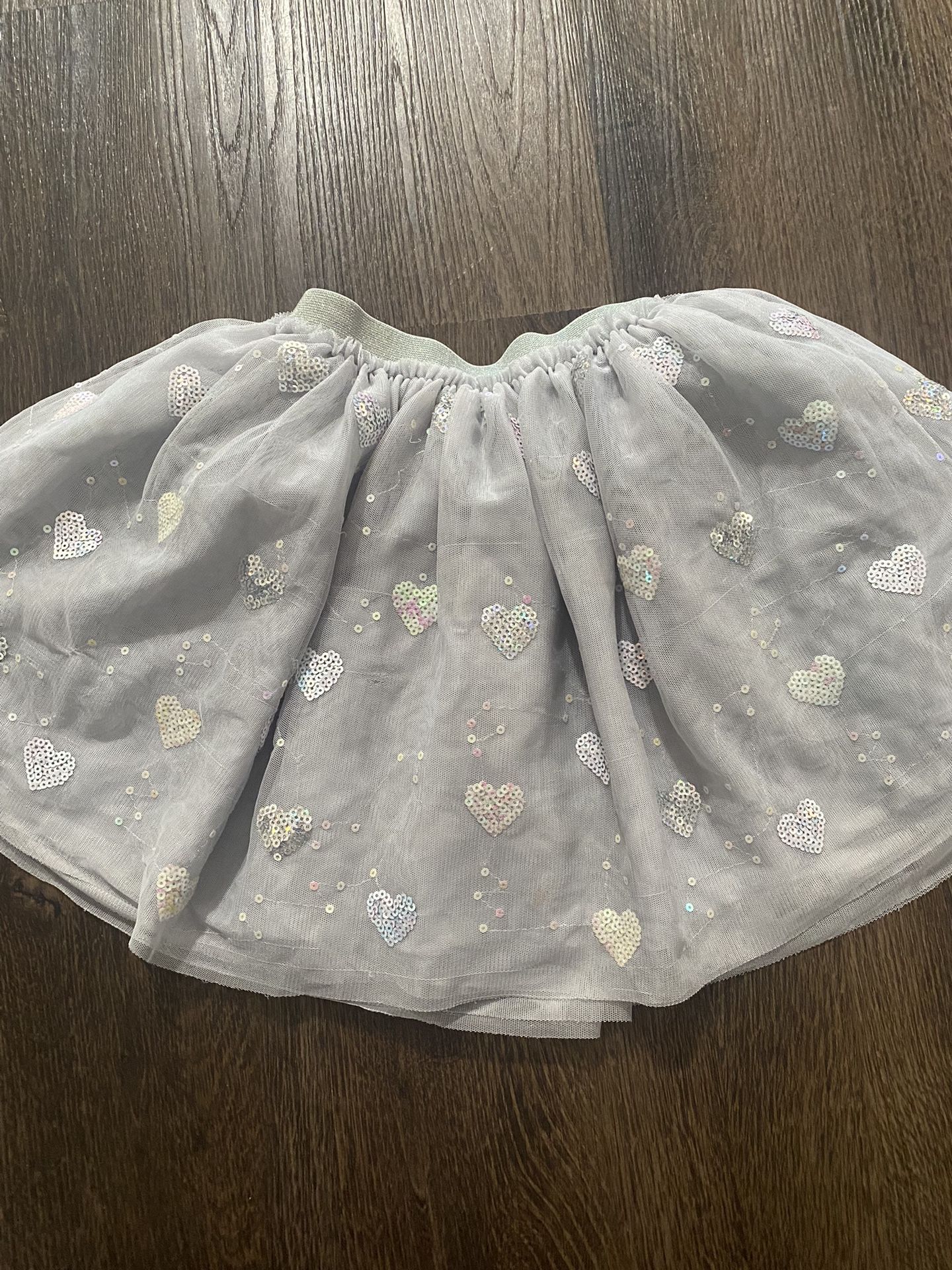 Girls Gray Sparkle Heart Tutu Skirt Size 4-6 Years By H&M #18