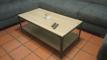 Industrial Coffee Table with Lower Shelf