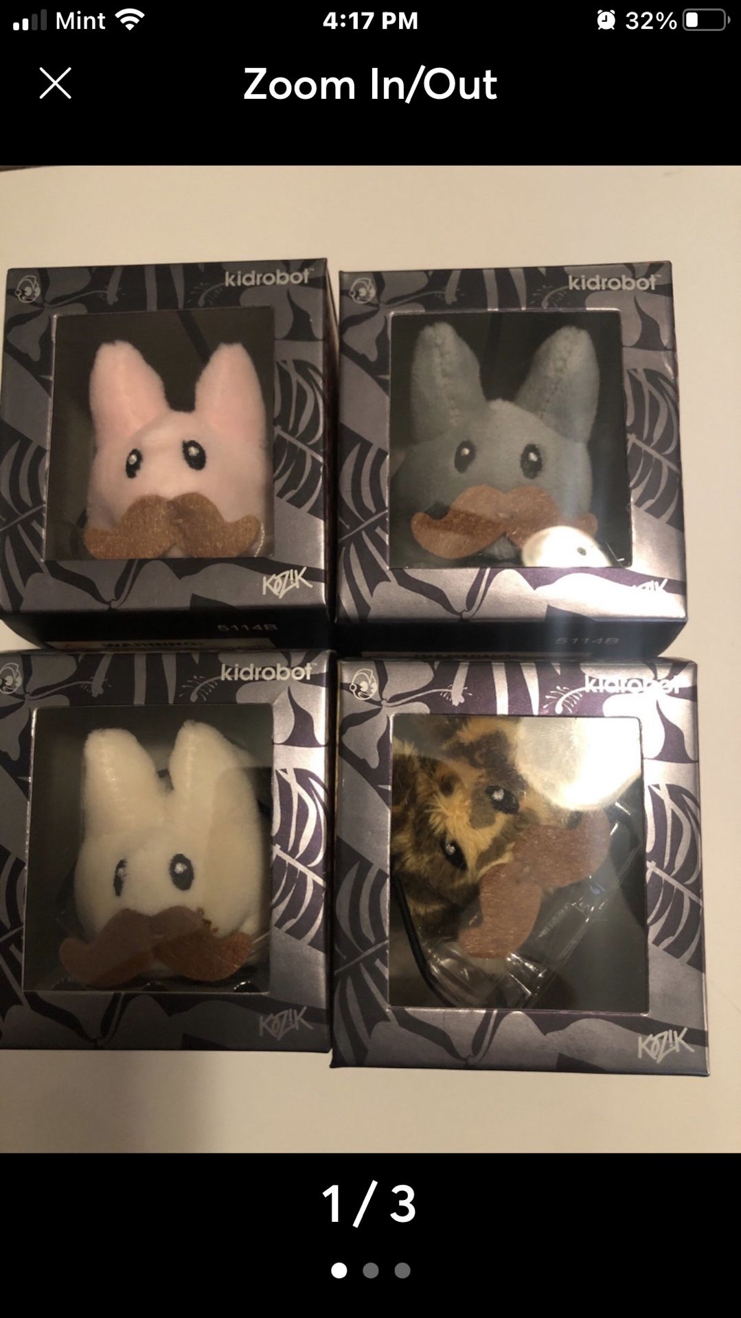 Frank Kozik KIDROBOT Mini Plush LABBIT Cute & Crazy Lot Of 4 Sealed Boxes