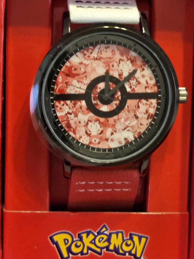 Pokemon Watch Characters in Center Faux Leather Band UNISEX