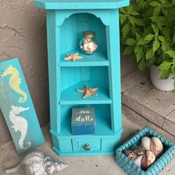 Pretty Blue Small Corner Shelf 27 tall 