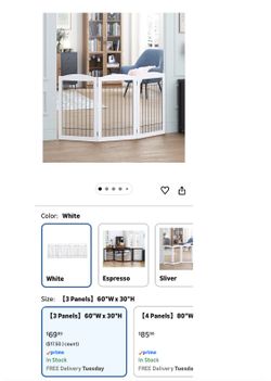 Freestanding Wire Pet Gate for Dogs, 60 inches Extra Wide, 30 inches Tall (q7)