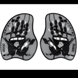 Arena Vortex Evolution Hand Paddles, Size: Medium, Color: Silver/black