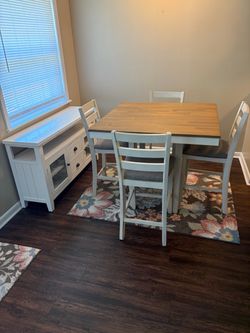 5 piece counter height dinning set with a sideboard/sever hutch.
