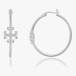 White Gold Plated Hoop Earrings for Women 35mm