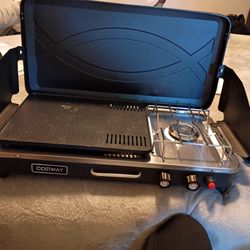 Costway 2-in-1 Portable Propane Grill and 1 Burner Camping Gas Stove.