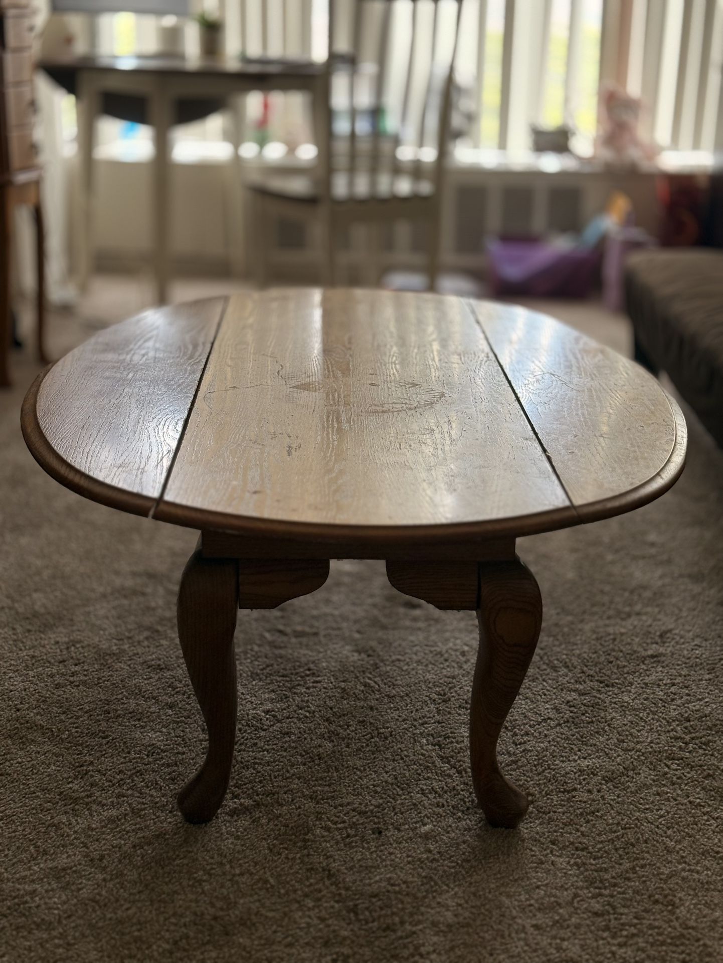 Vintage Oval Wood Coffee Table – Sturdy with Character!