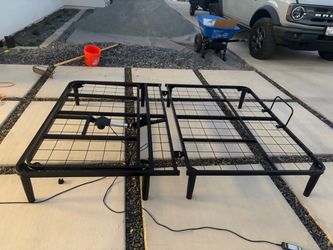 Like New Black Adjustable Metal Platform Bed Frame with Remote
