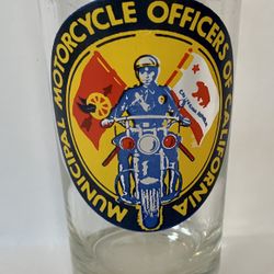 Vintage Municipal Motorcycle Officers of California Glass