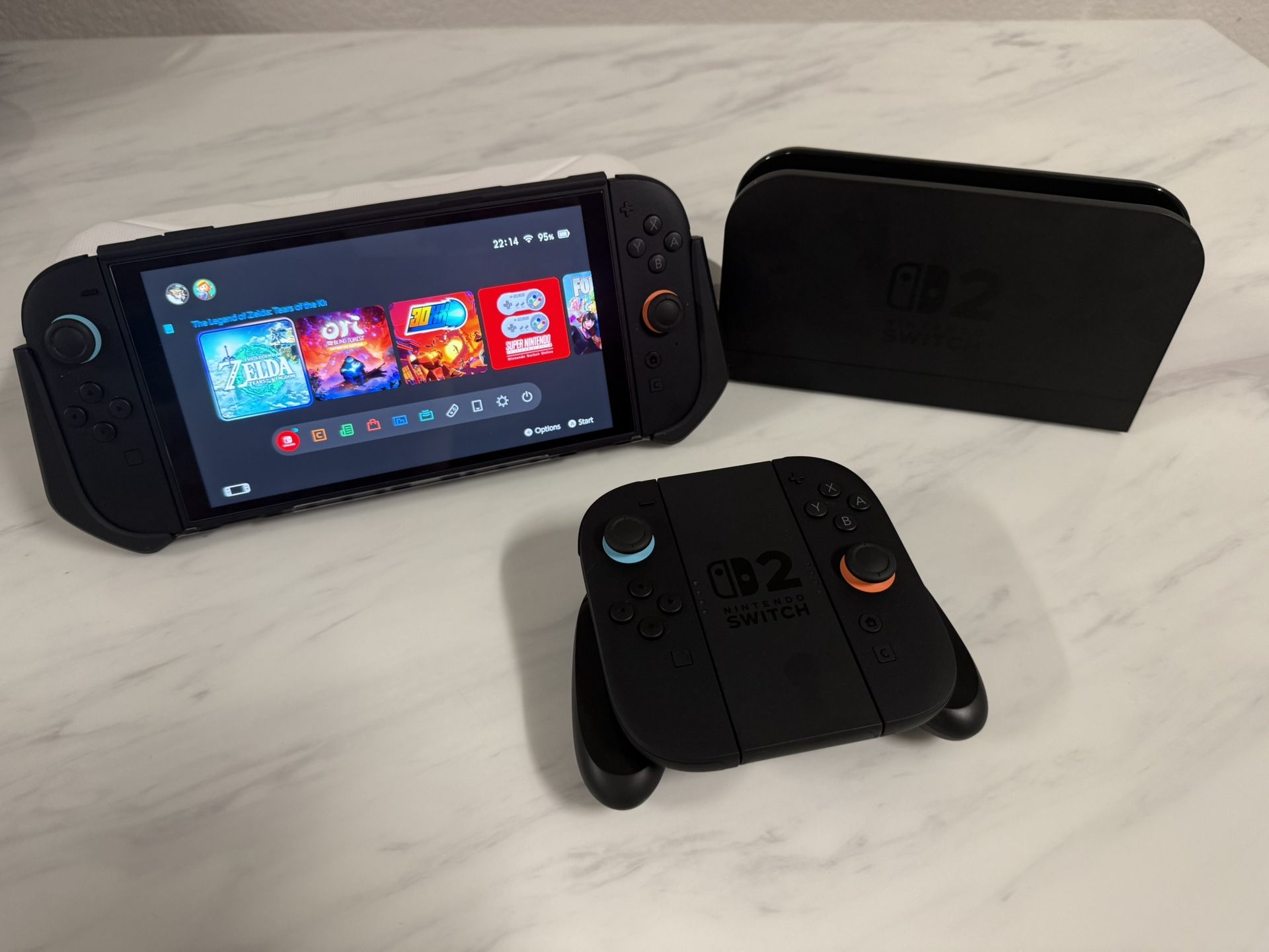 Nintendo Switch 2 with 256 GB express sd card, case, screen protector, extra joycons